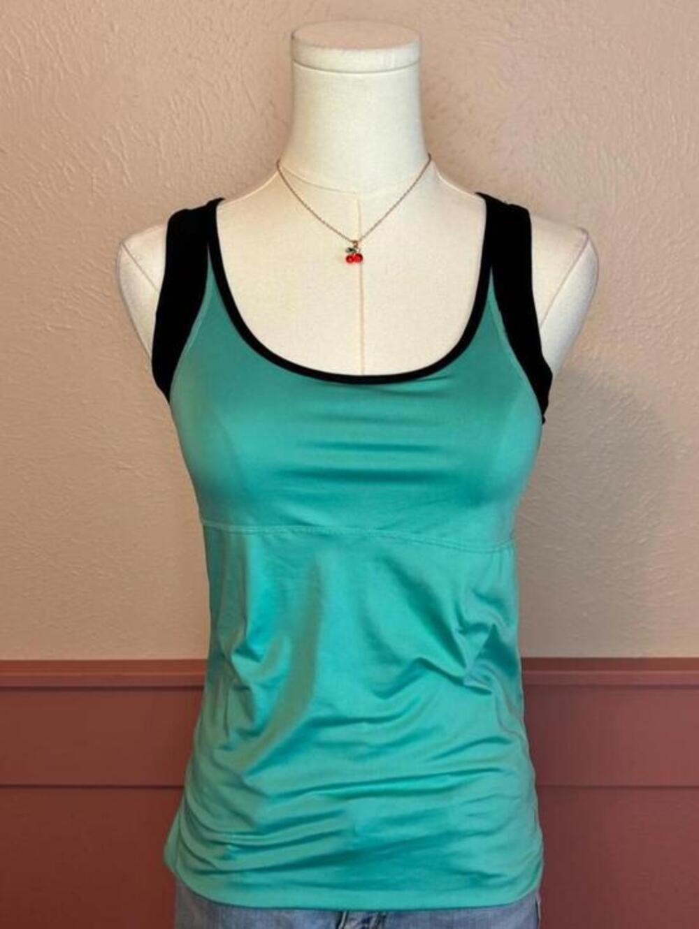 Y2K teal tank top icyzone sz small 2000s playground prep pilates yoga gym